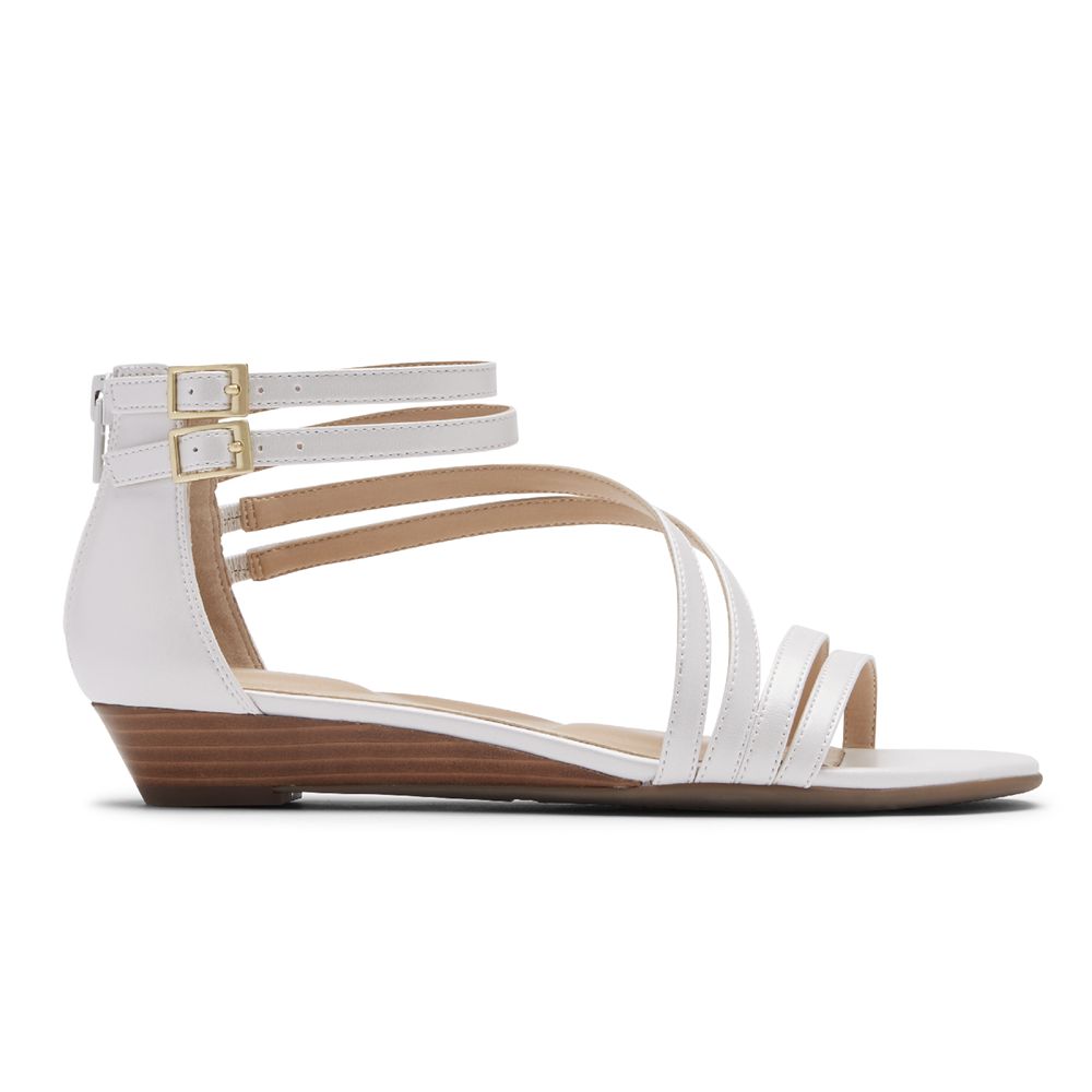 Rockport Women's Total Motion Zandra Asymmetrical Sandals - White - USA (4672BWHZL)